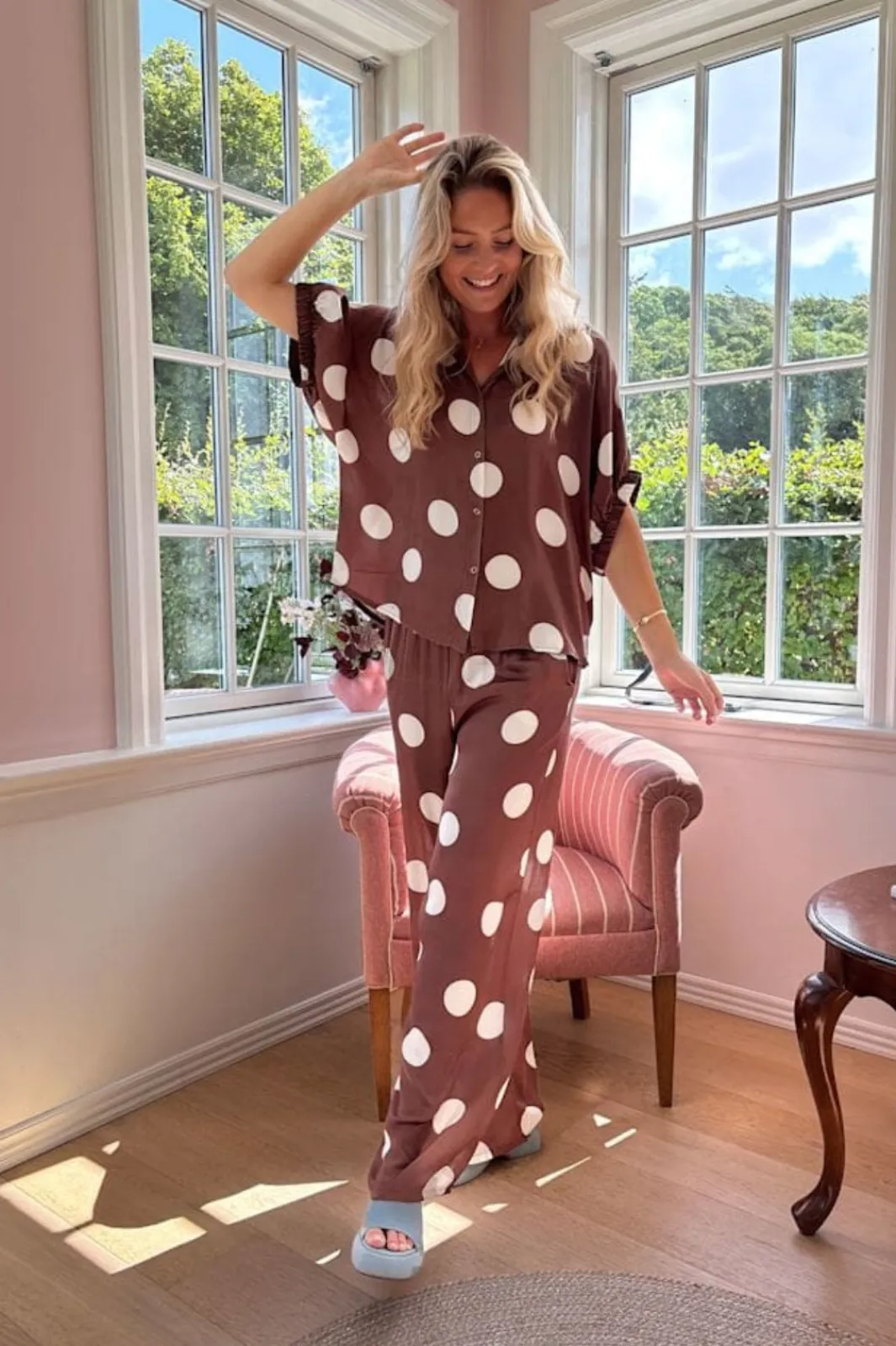 Black Colour Bcmabel Pant 40990 Mocca Dot
