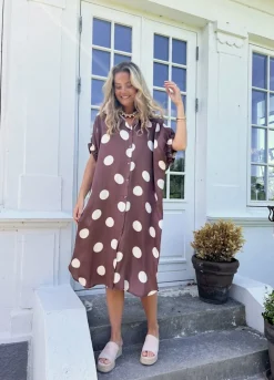 Discount Black Colour Bcmabel Satin Dress 40989 Mocca Dot