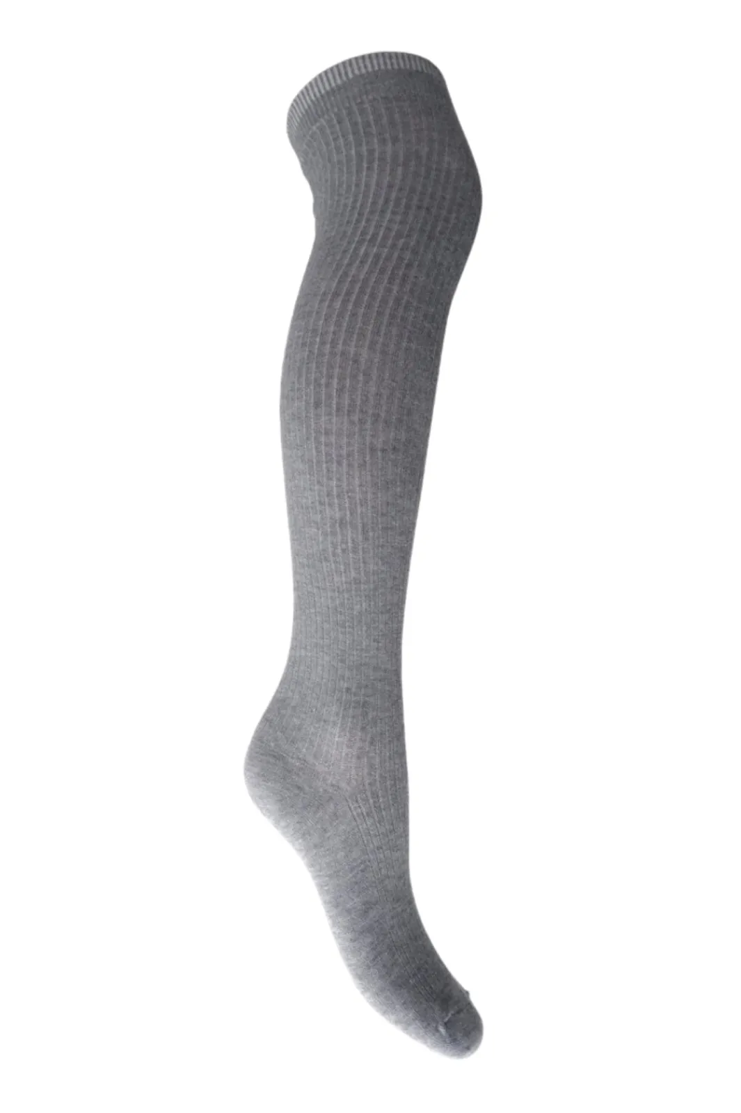 Clearance Black Colour Bcmalika Kneehigh Rib Sock Lt. Grey
