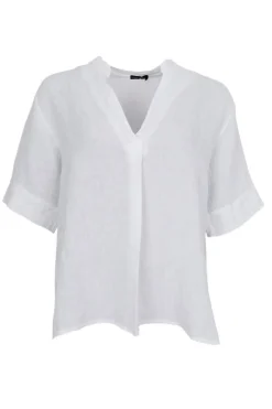 Clearance Black Colour Bcmelina Ss Linen Blouse 40842 White