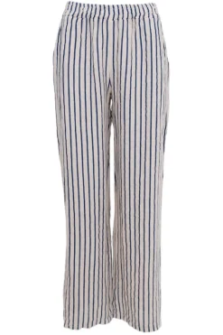 Discount Black Colour Bcmelina Wide Linen Pant 40843 Navy Stripe