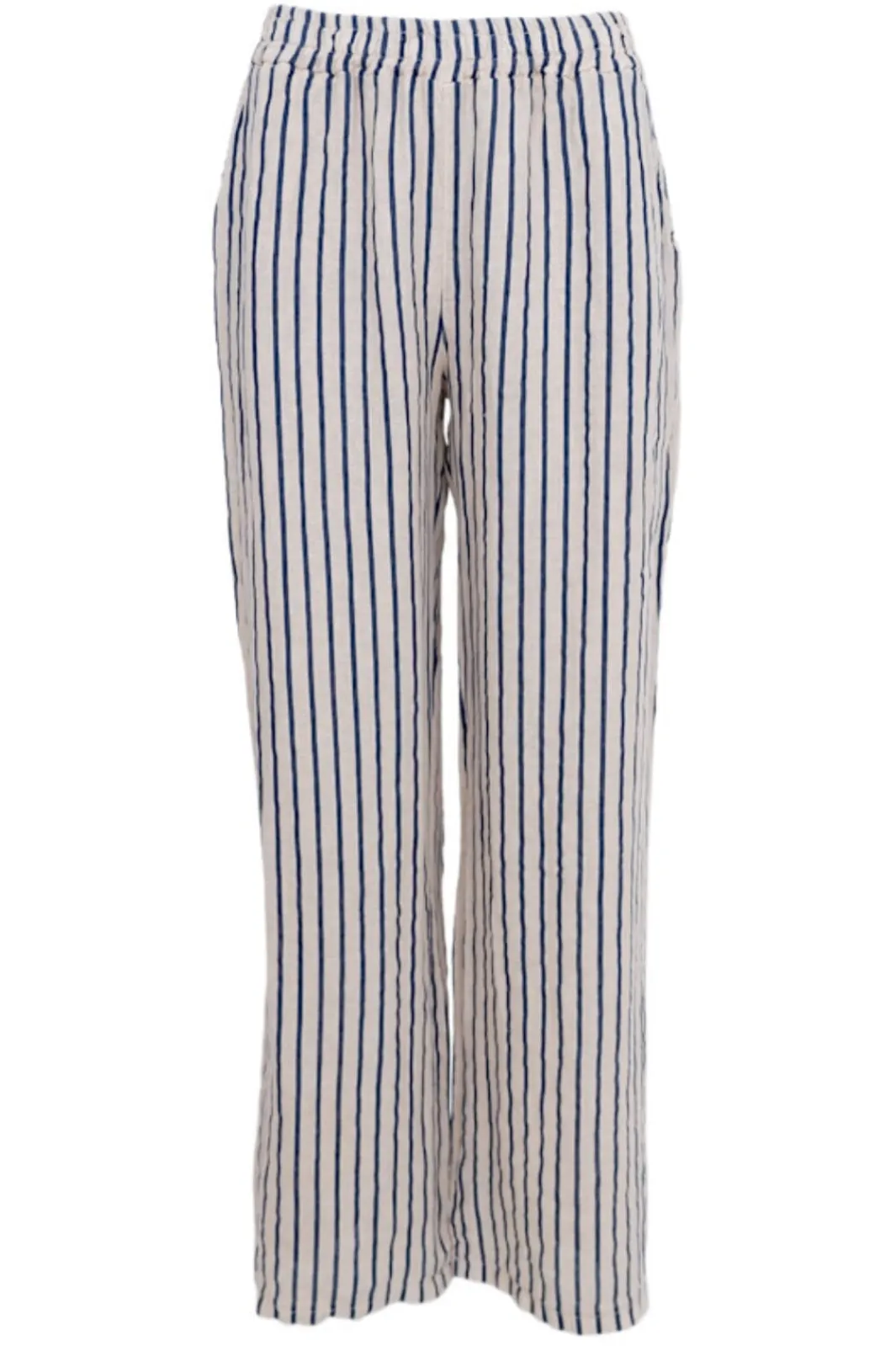 Discount Black Colour Bcmelina Wide Linen Pant 40843 Navy Stripe