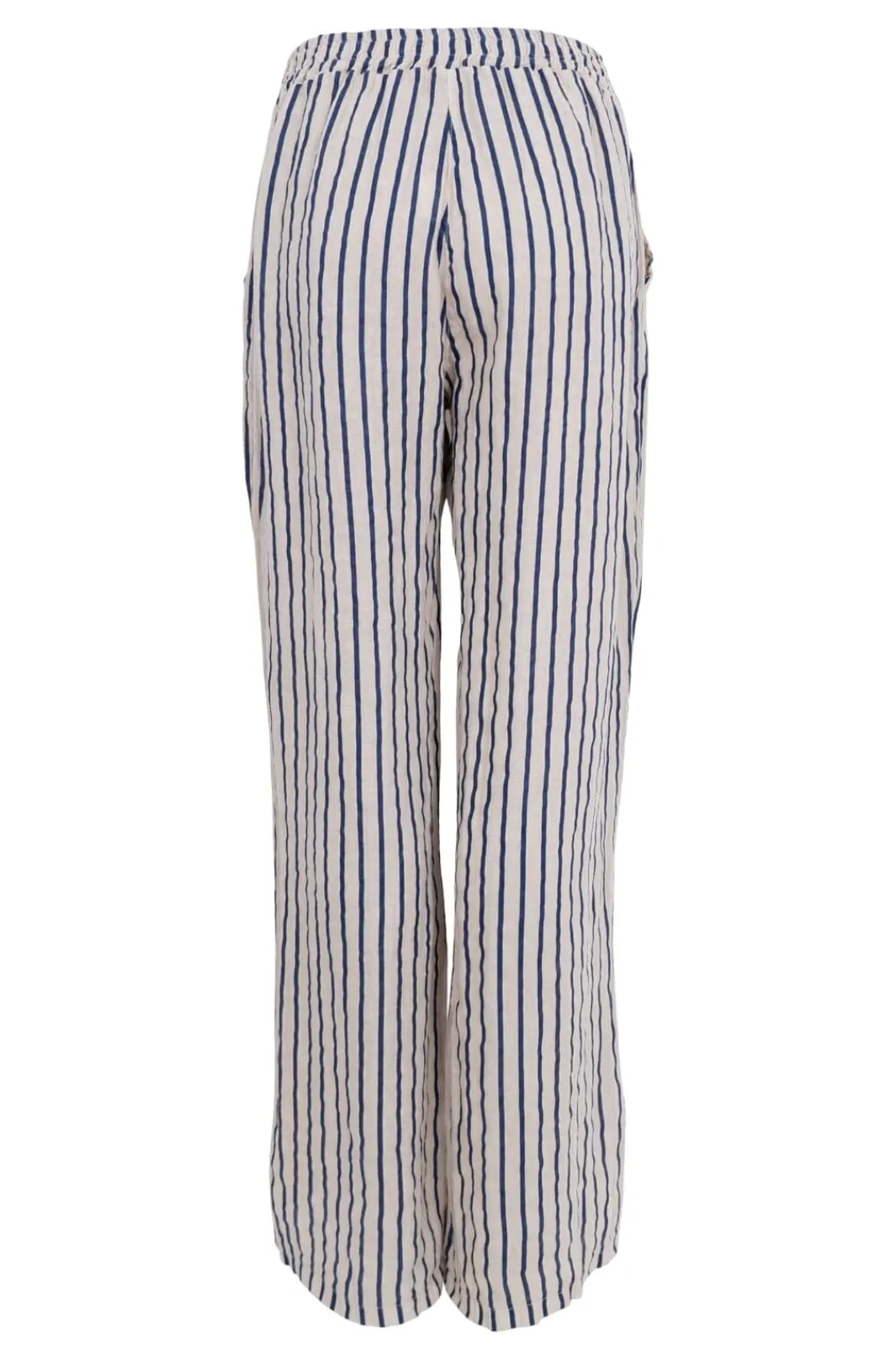 Discount Black Colour Bcmelina Wide Linen Pant 40843 Navy Stripe
