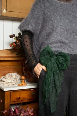 Best Black Colour Bcmiriana Triangle Lace Scarf 3643 Bottle Green