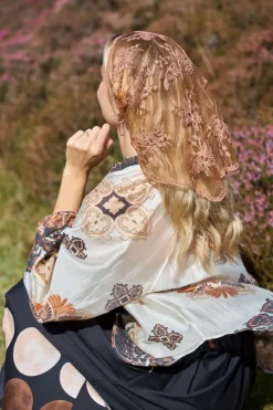 Black Colour Bcmiriana Triangle Lace Scarf 3643 Tobacco