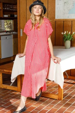 Discount Black Colour Bcmolly S/S Dress 40870 Red Stripe