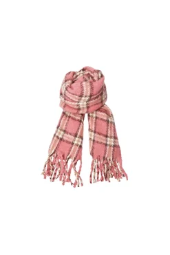 Black Colour Bcpauline Chekered Winter Scarf 208411 Winter Rose
