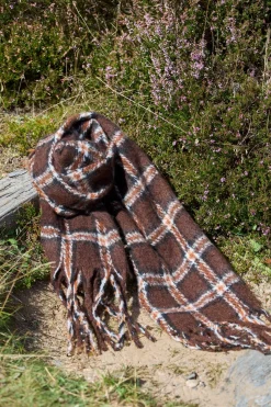 Online Black Colour Bcpauline Chekered Winter Scarf 208411 Mocca