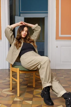 Black Colour Bcross Striped Jeans 40830 Olive Stripe