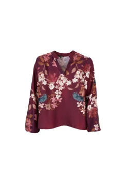 Hot Black Colour Bczendaya Ls Blouse 41028 Plum Flower
