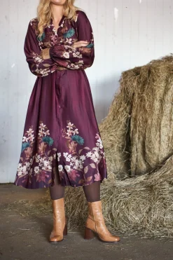 Sale Black Colour Bczendaya Satin Dress 41027 Plum Flower