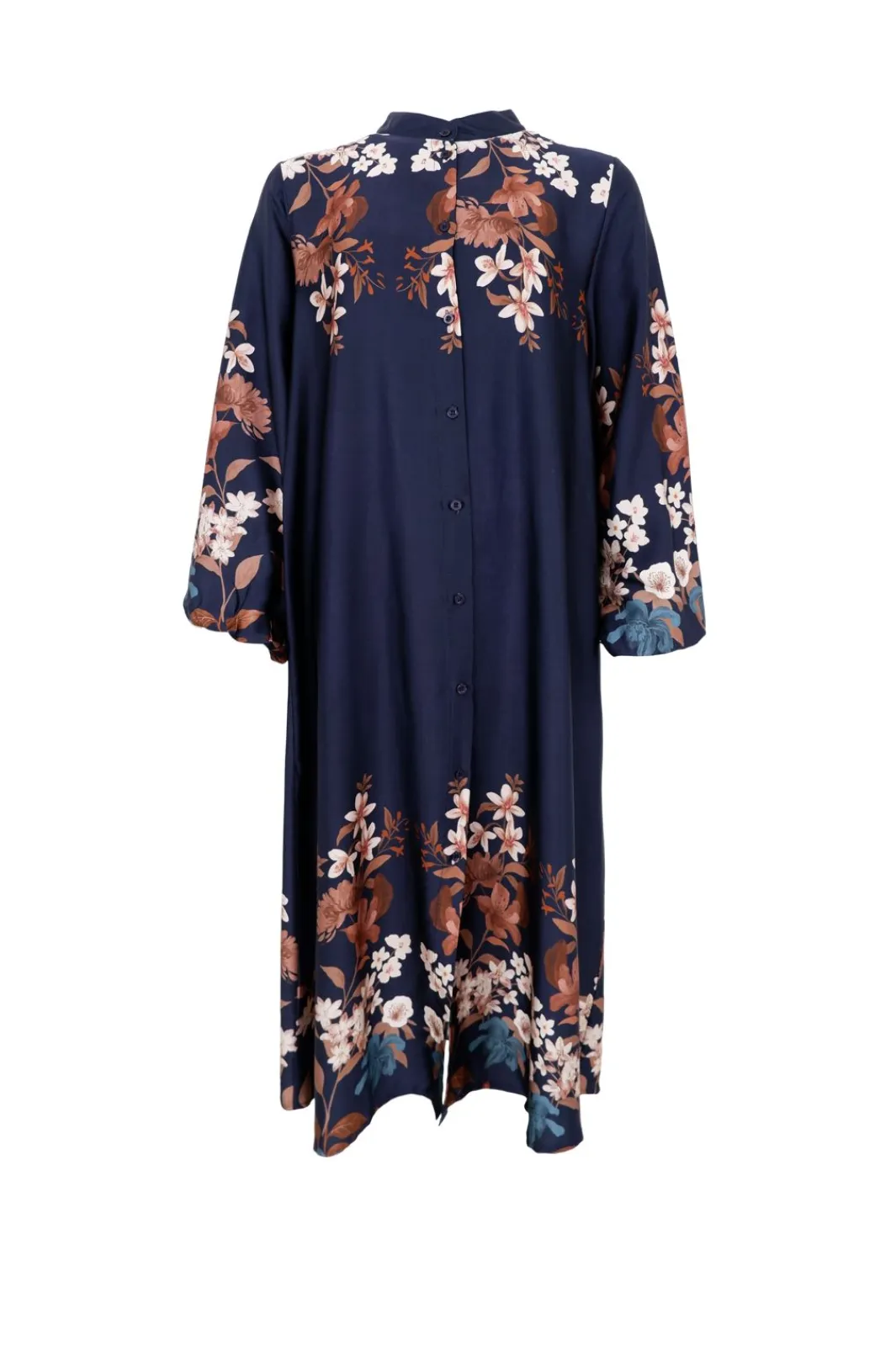Black Colour Bczendaya Satin Dress 41027 Navy Flower