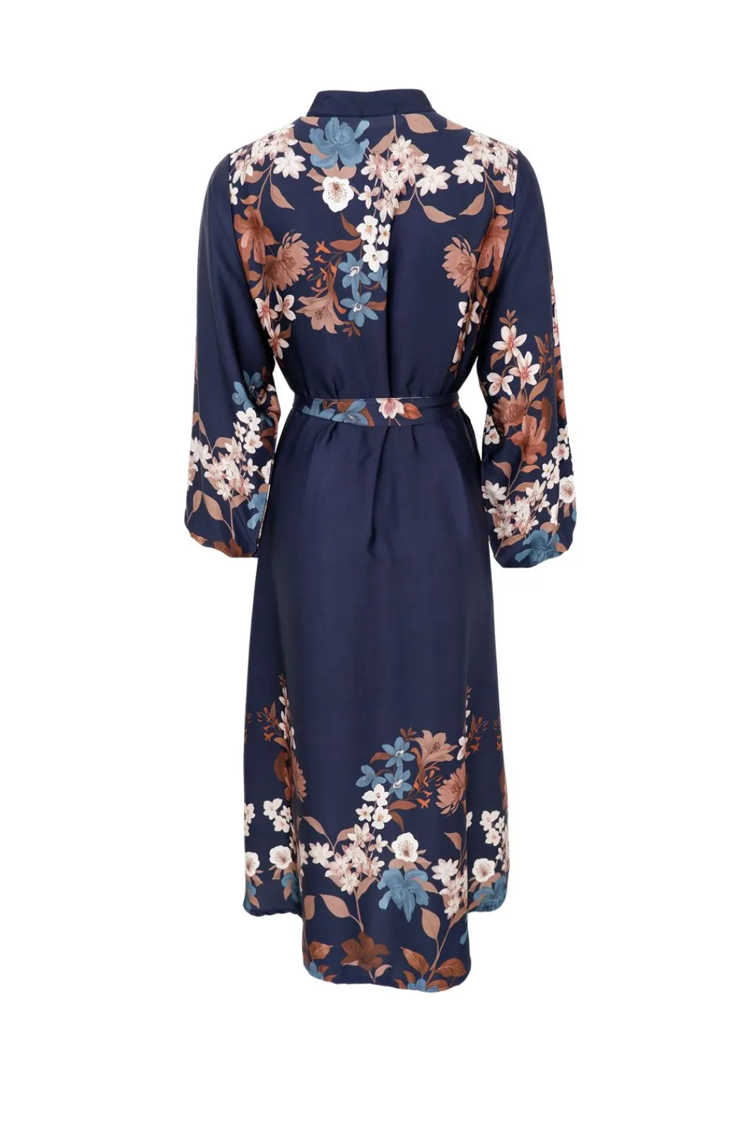 Black Colour Bczendaya Satin Dress 41027 Navy Flower