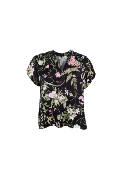 Black Colour Bczennia Blouse 40916 Black Flower