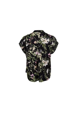 Black Colour Bczennia Blouse 40916 Black Flower