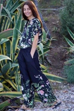 Online Black Colour Bczennia Pant 40915 Black Flower