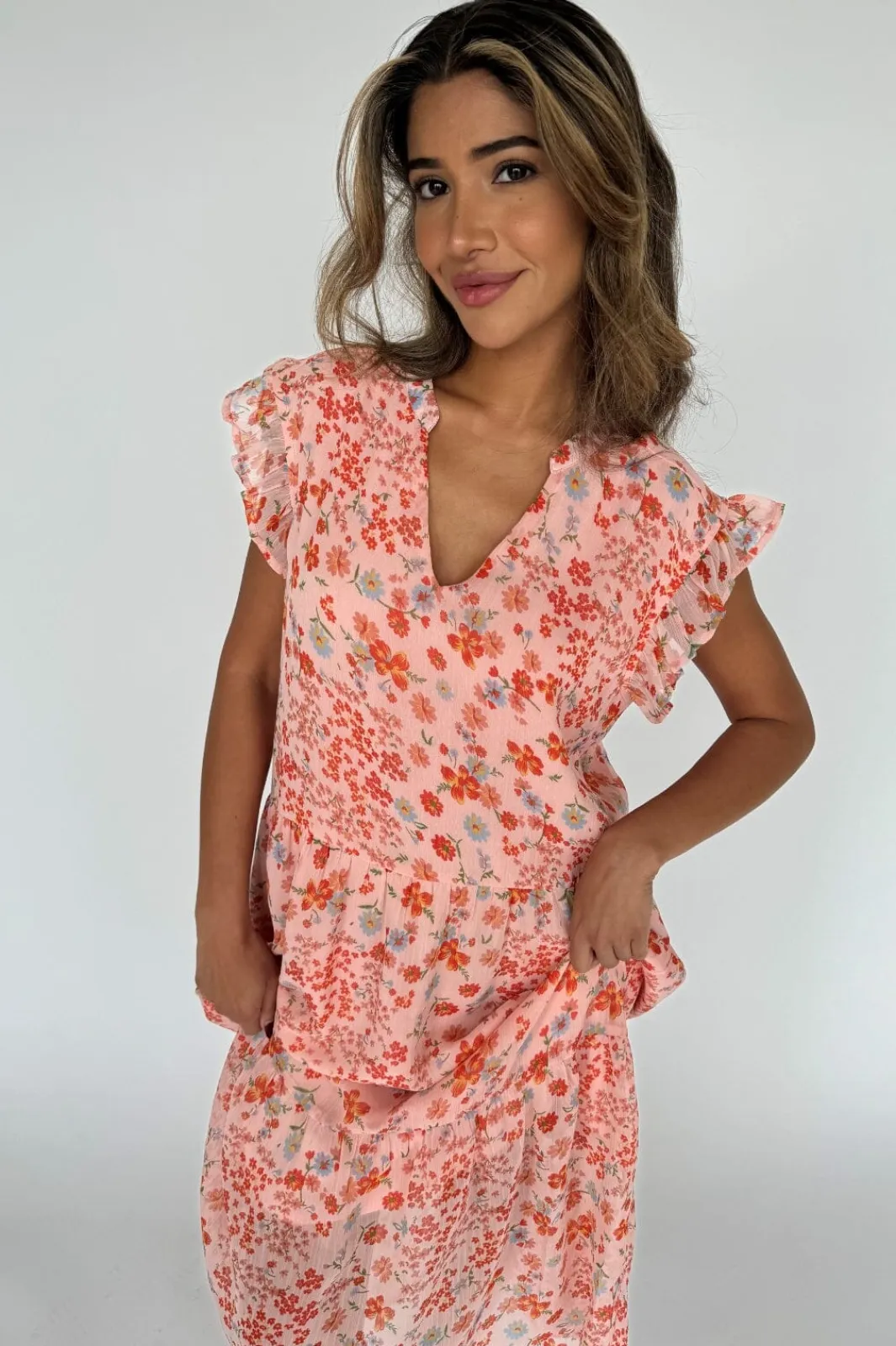 Discount Continue Bea Long Flowerprint 14891 Pink Flower