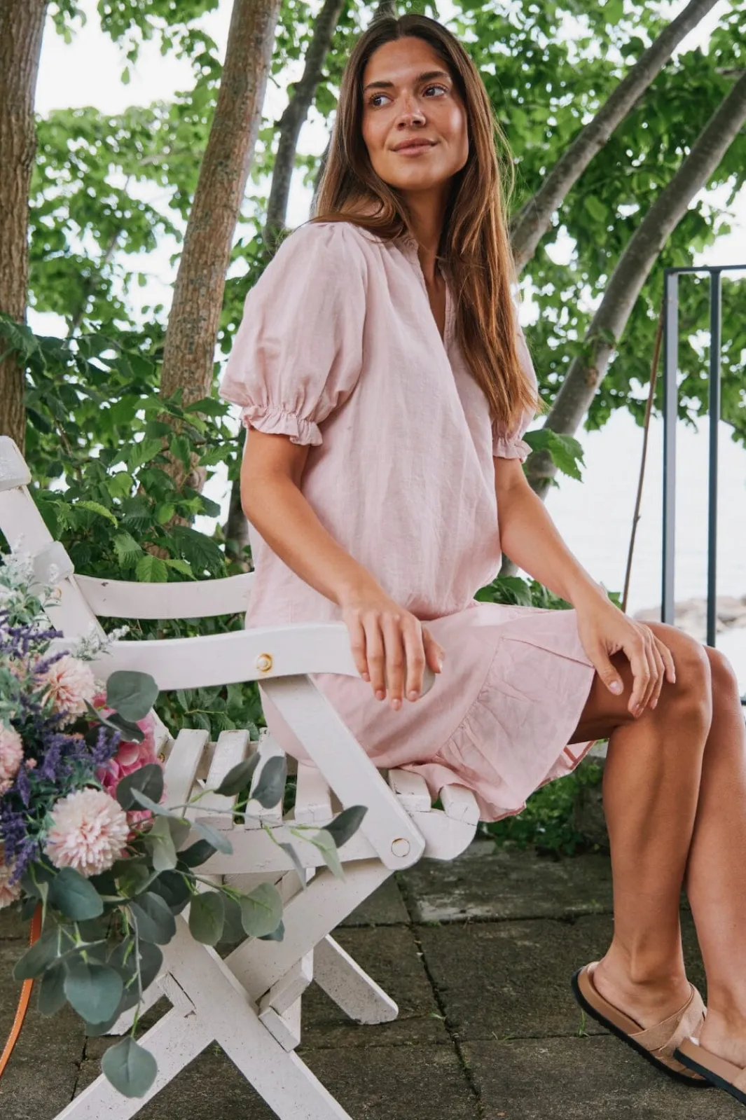 New Neo Noir Bekka Linen Skirt Rose Smoke