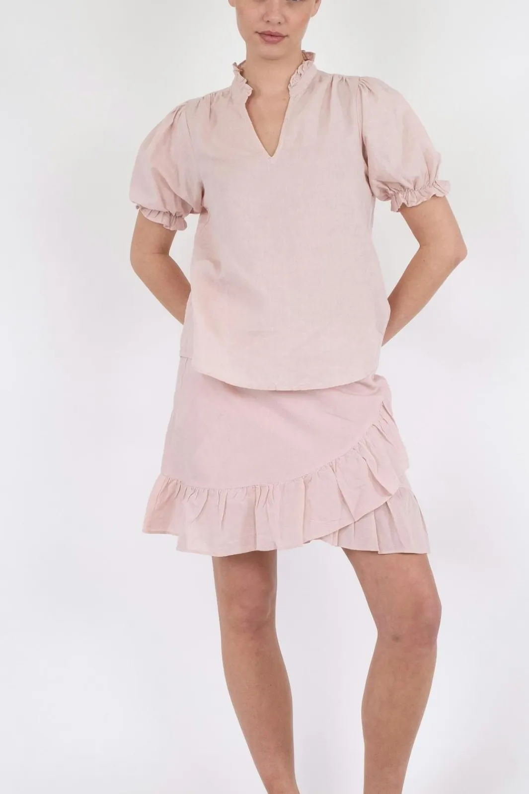 New Neo Noir Bekka Linen Skirt Rose Smoke
