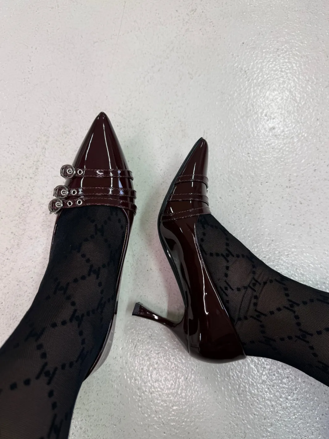New Bloom Bellflowerstiletto Dark Maroon