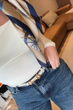 Online Mellow Moon Belt With Metal Buckle CT3640016 Beige