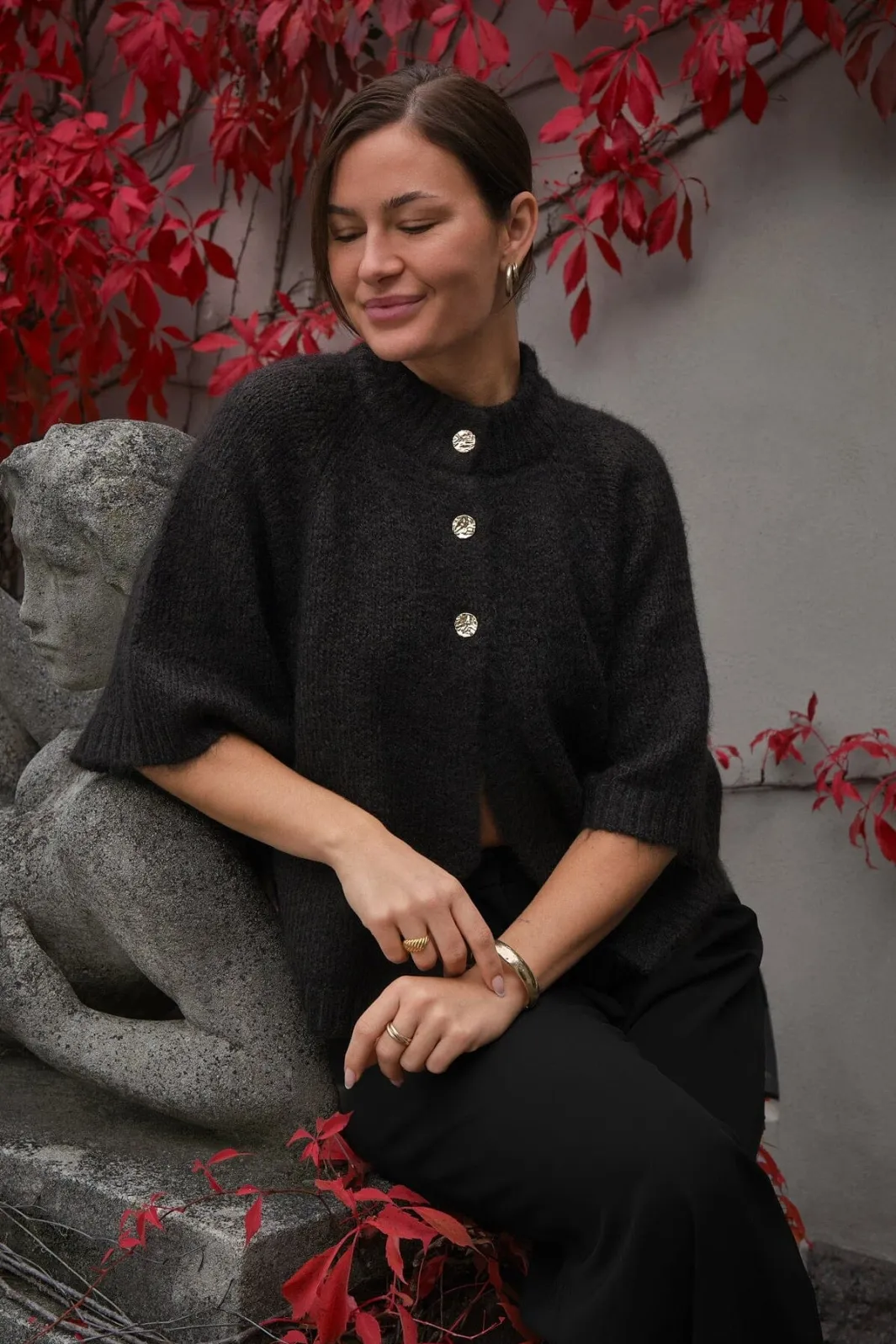 Outlet Neo Noir Benuta Fluffy Knit Cardigan 165816 676