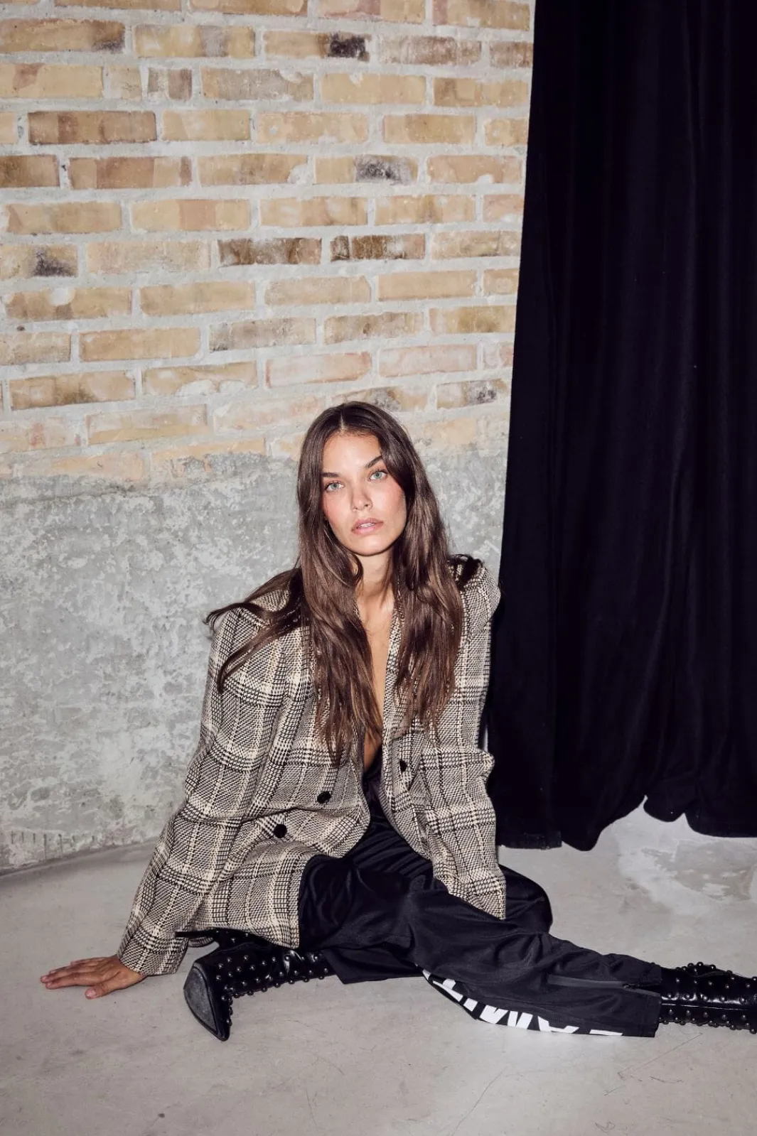 Clearance Haute L'Amitié Blanket Check Blazer HL10270 Mocca