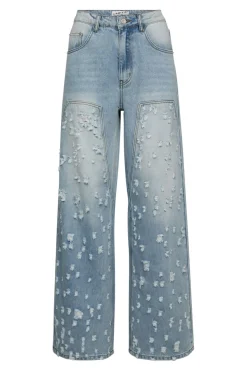 Best Haute L'Amitié Bleach Distressed Patch Jeans HL10336 Bleached Denim