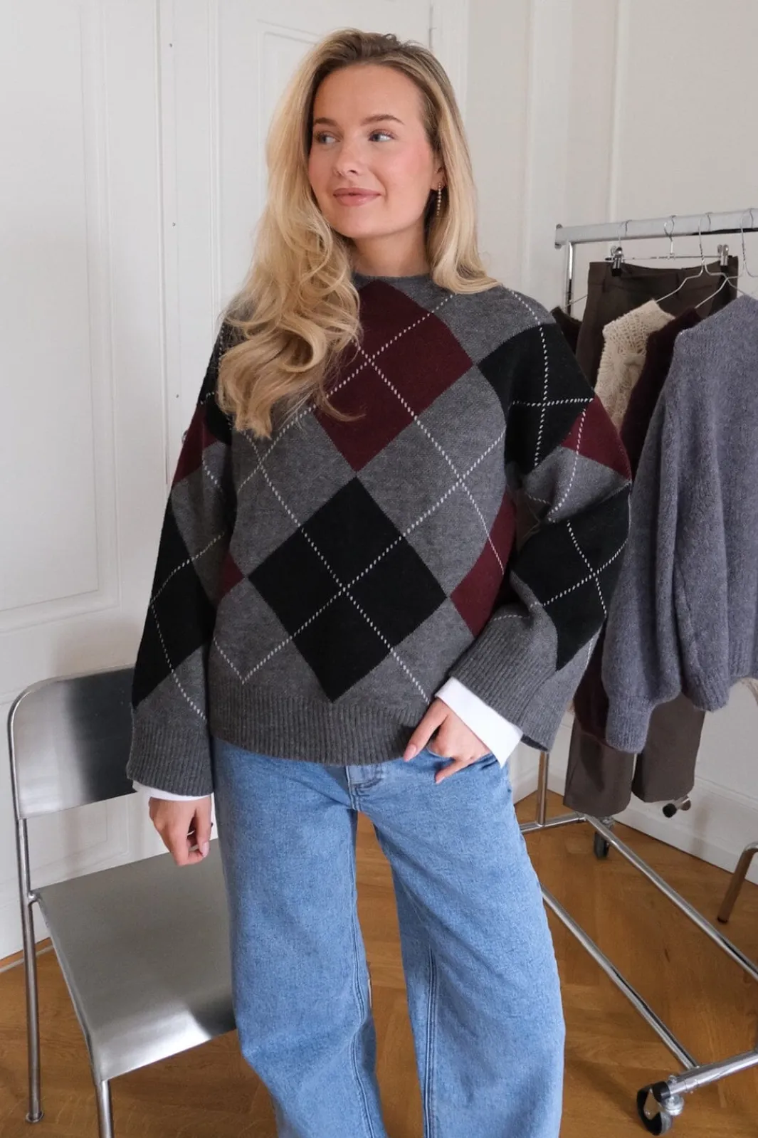 Sale BYIC Boletteic Pullover D078 Grey Argyle