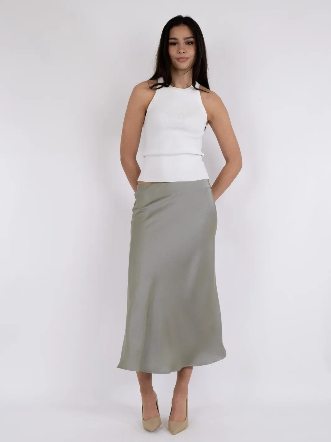 New Neo Noir Bovary Skirt Smoke Green