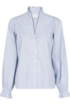 Best Neo Noir Brielle Stripe Shirt White/Light Blue