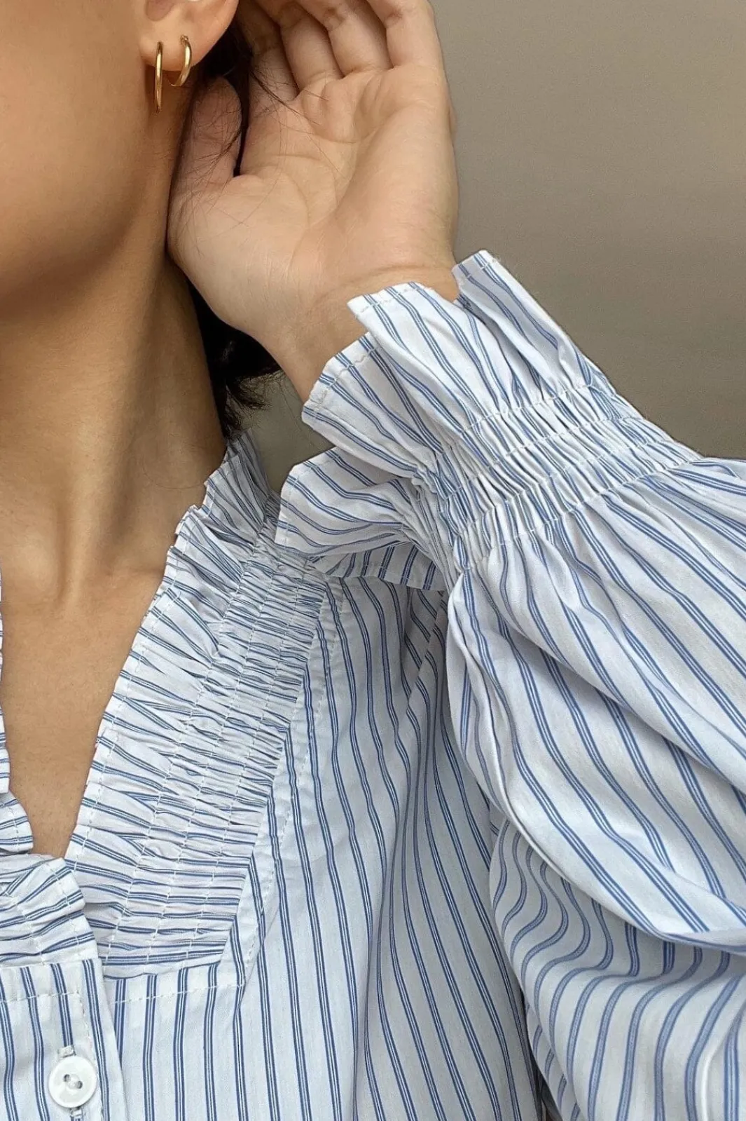 Best Neo Noir Brielle Stripe Shirt White/Light Blue