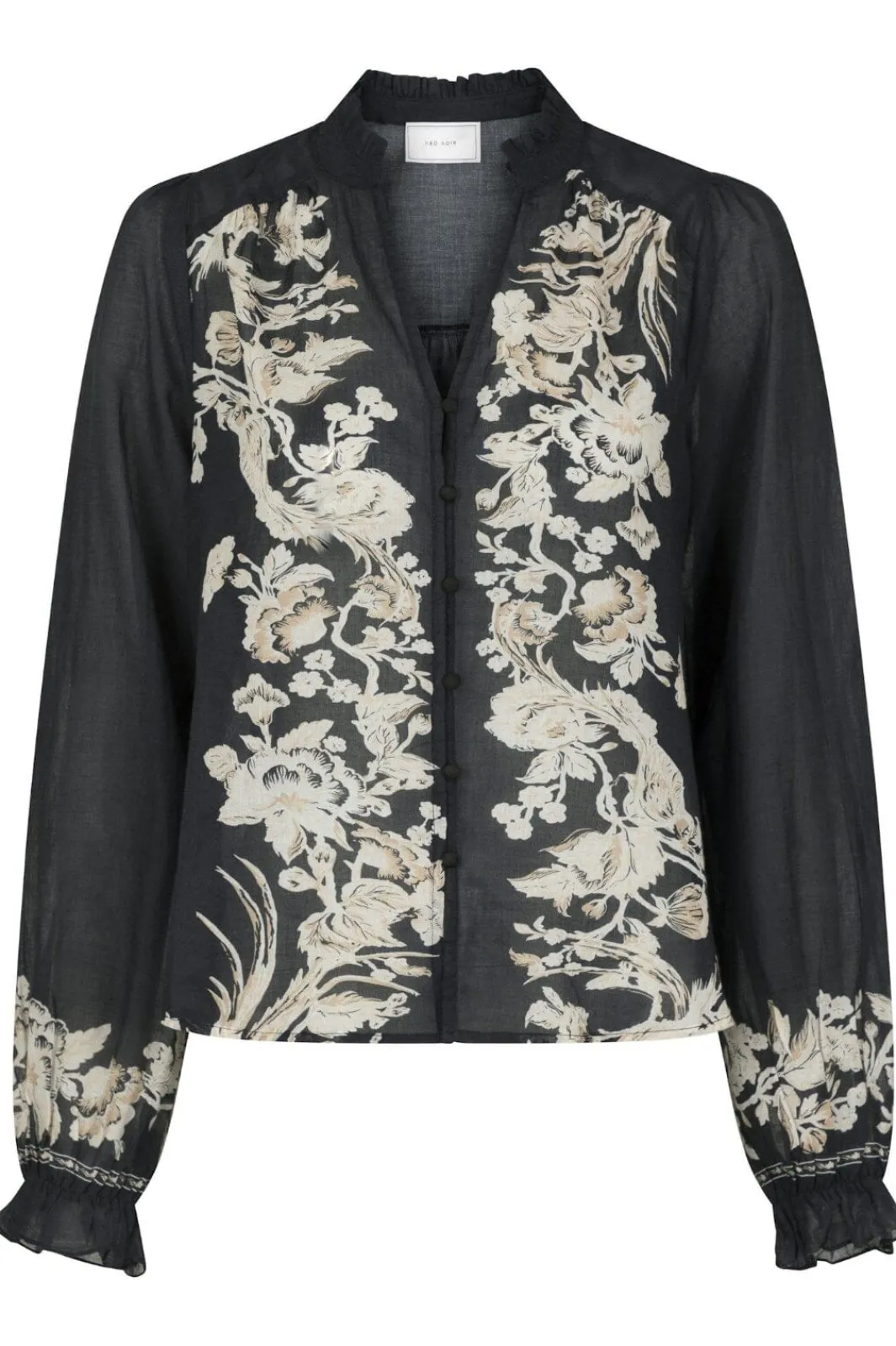 Hot Neo Noir Brise Printed Voile Blouse Navy