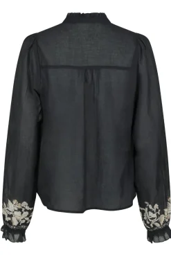 Hot Neo Noir Brise Printed Voile Blouse Navy