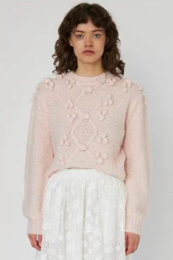 Clearance Stella Nova Cable Knit With Bobblestw54-3294 558 Pale Pink