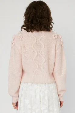 Clearance Stella Nova Cable Knit With Bobblestw54-3294 558 Pale Pink