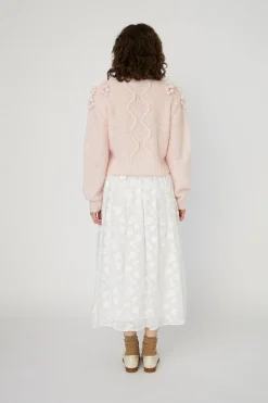 Clearance Stella Nova Cable Knit With Bobblestw54-3294 558 Pale Pink