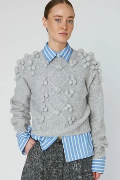 Best Stella Nova Cable Knit With Bobblestw54-3294 912 Light Grey Mélange