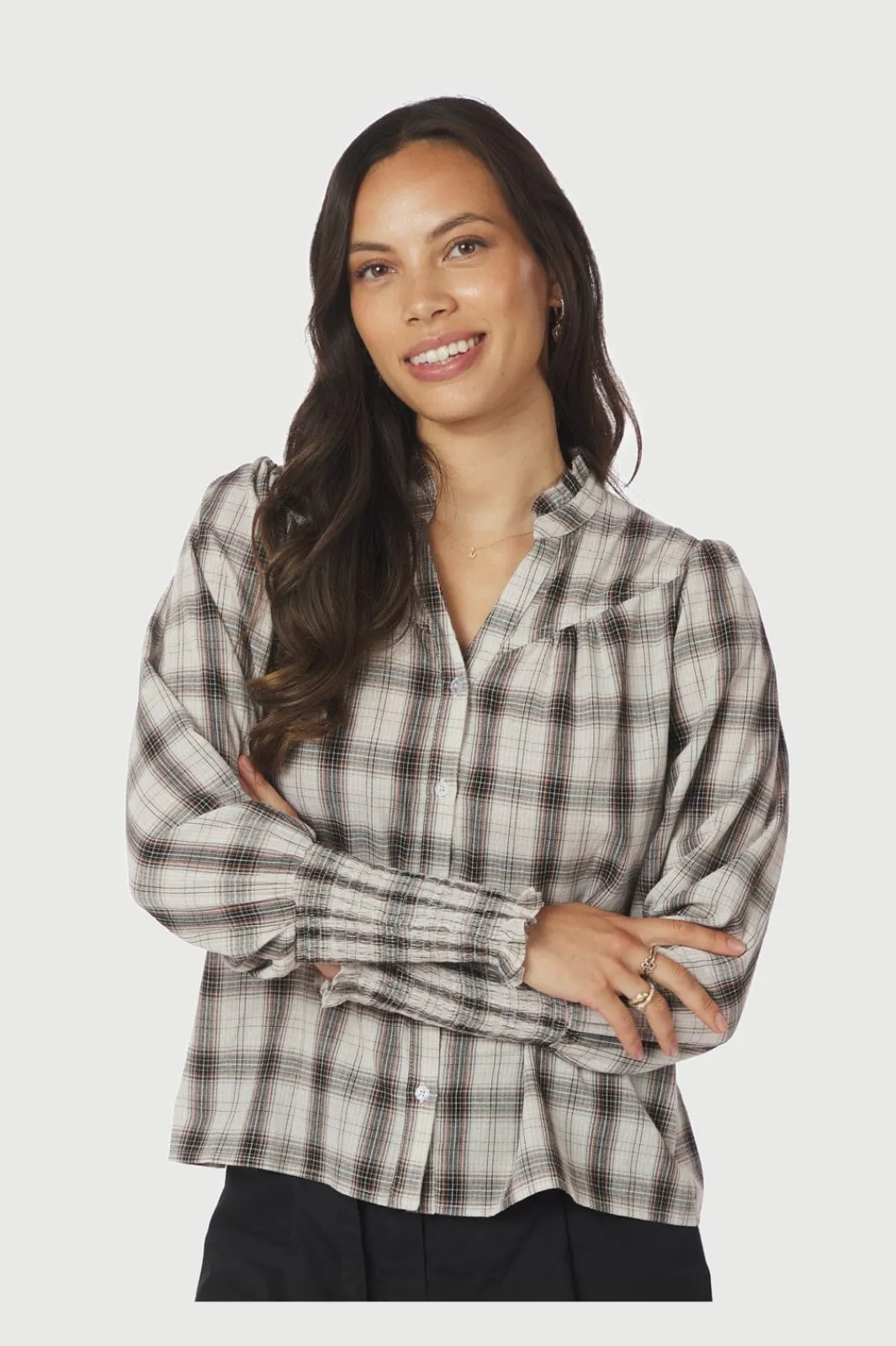 Online Neo Noir Camisa Big Check Blouse 166886 121