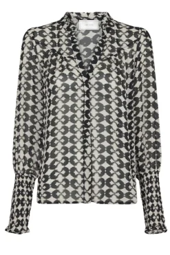 Best Neo Noir Camisa Graphic Print Blouse Black