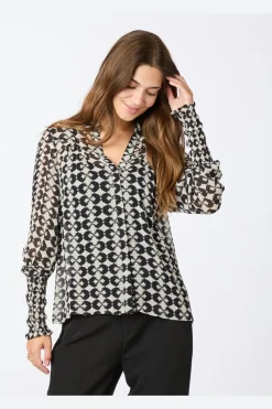 Best Neo Noir Camisa Graphic Print Blouse Black