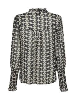Best Neo Noir Camisa Graphic Print Blouse Black