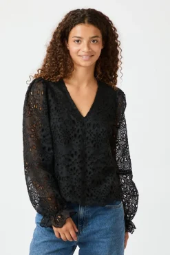 Outlet Neo Noir Candice Embroidery Blouse 163848 Black
