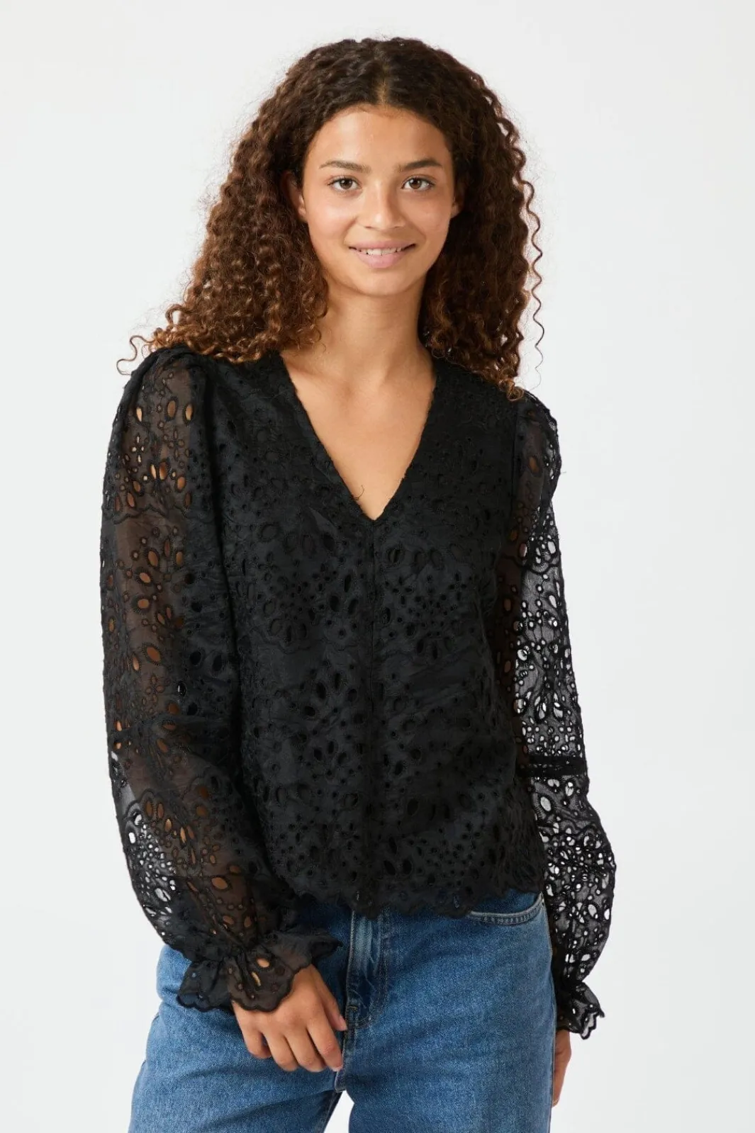 Outlet Neo Noir Candice Embroidery Blouse 163848 Black