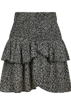 Outlet Neo Noir Carin Flower Check Skirt 164692 Black
