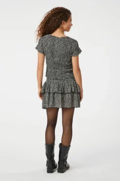 Outlet Neo Noir Carin Flower Check Skirt 164692 Black