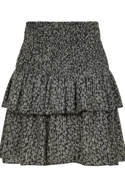 Outlet Neo Noir Carin Flower Check Skirt 164692 Black
