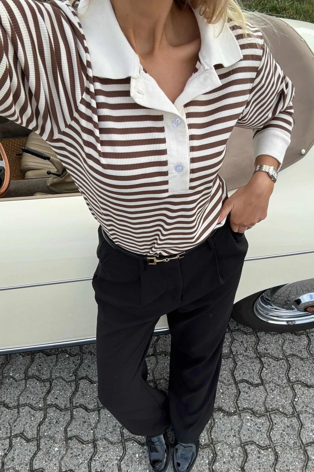 Discount BYIC Carlyic Polo browns Brown Stripes