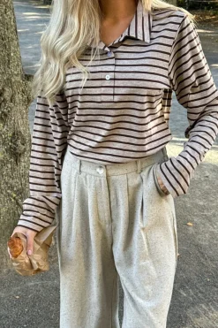 Online BYIC Carlyic Polo A23757 Bbs Beige Brown Stripes