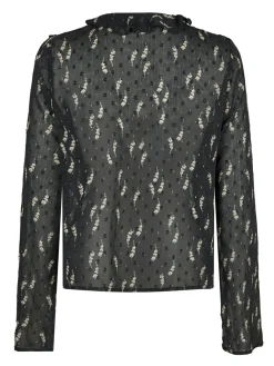 Hot Neo Noir Carola Flower Branch Blouse Black